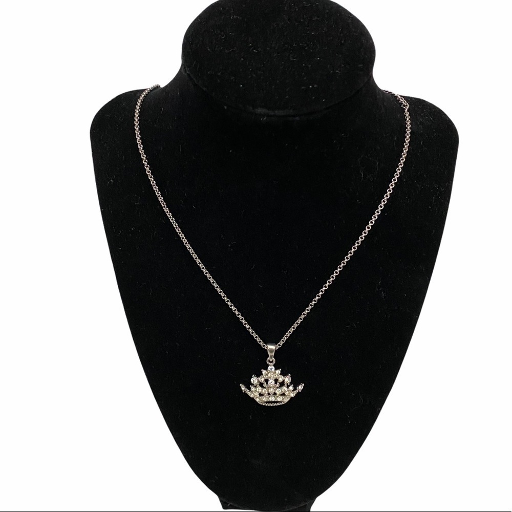 Crystal Tiara Necklace Silver Tone 18”-20”